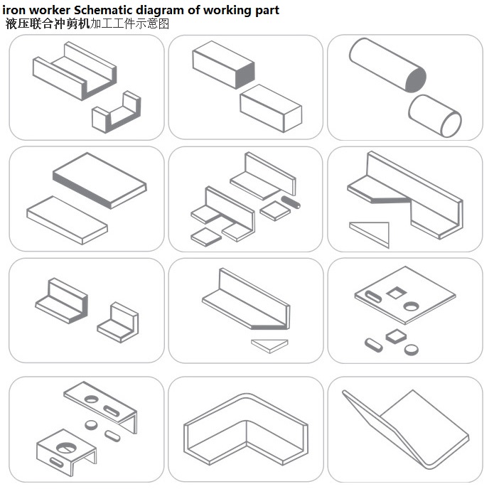 Q35y Series Hydraulisk Ironworker Klippe- og Stansemaskine