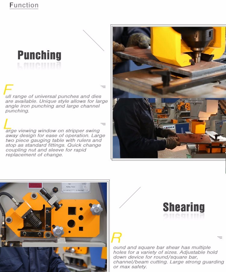 Q35y-serien multifunktionel hydraulisk jernarbejder kombineret klip- og stansemaskine